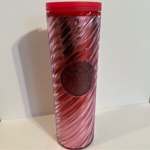 Starbucks 2023 Limited Edition Bubblegum Pink Ribbon Iridescent 16oz Hot Tumbler